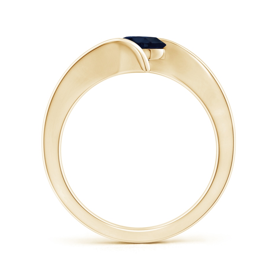 6mm A Bar-Set Solitaire Round Sapphire Bypass Ring in Yellow Gold side 199