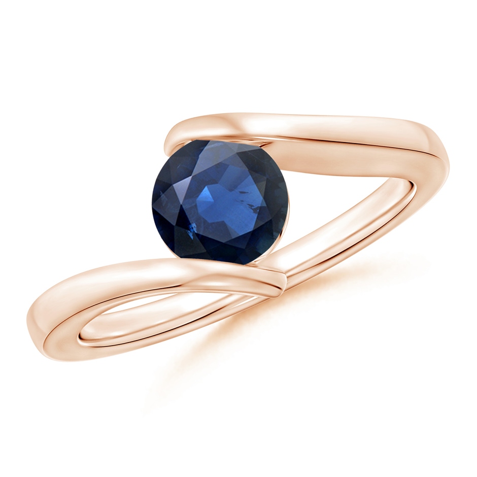 6mm AA Bar-Set Solitaire Round Sapphire Bypass Ring in Rose Gold 