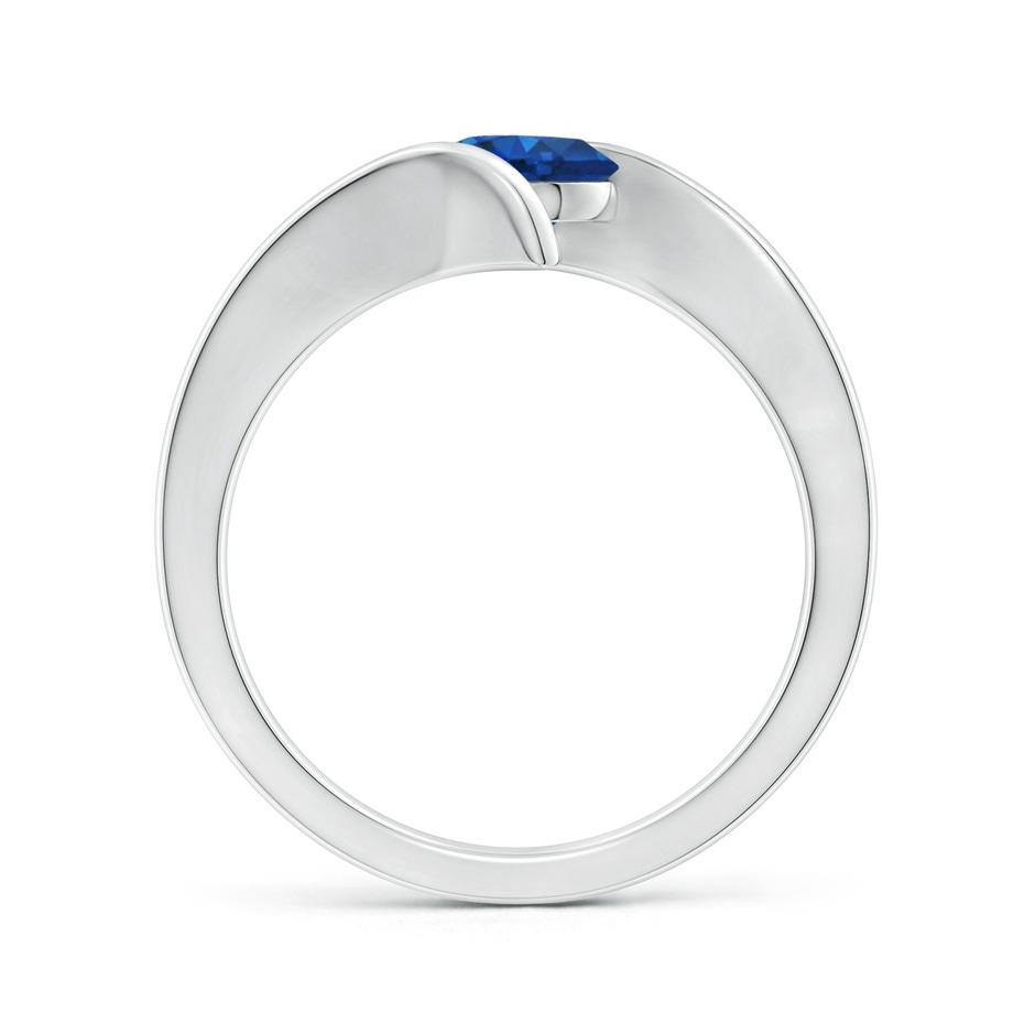 6mm AAA Bar-Set Solitaire Round Sapphire Bypass Ring in P950 Platinum side 199