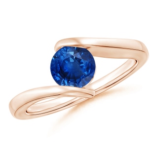 6mm AAA Bar-Set Solitaire Round Sapphire Bypass Ring in Rose Gold