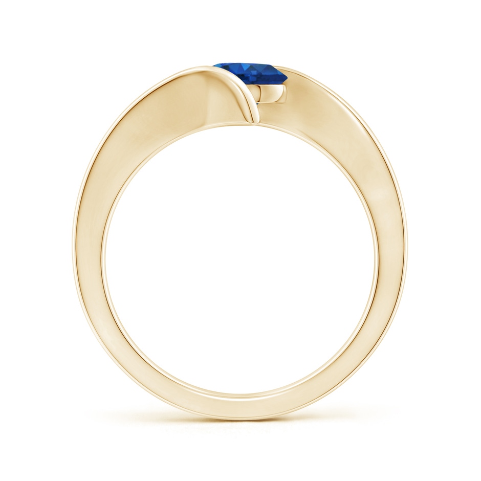 6mm AAA Bar-Set Solitaire Round Sapphire Bypass Ring in Yellow Gold side 199