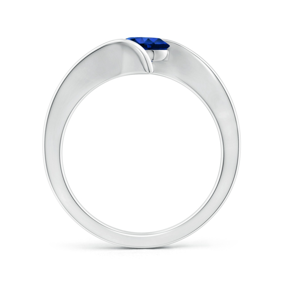 6mm AAAA Bar-Set Solitaire Round Sapphire Bypass Ring in White Gold side 199