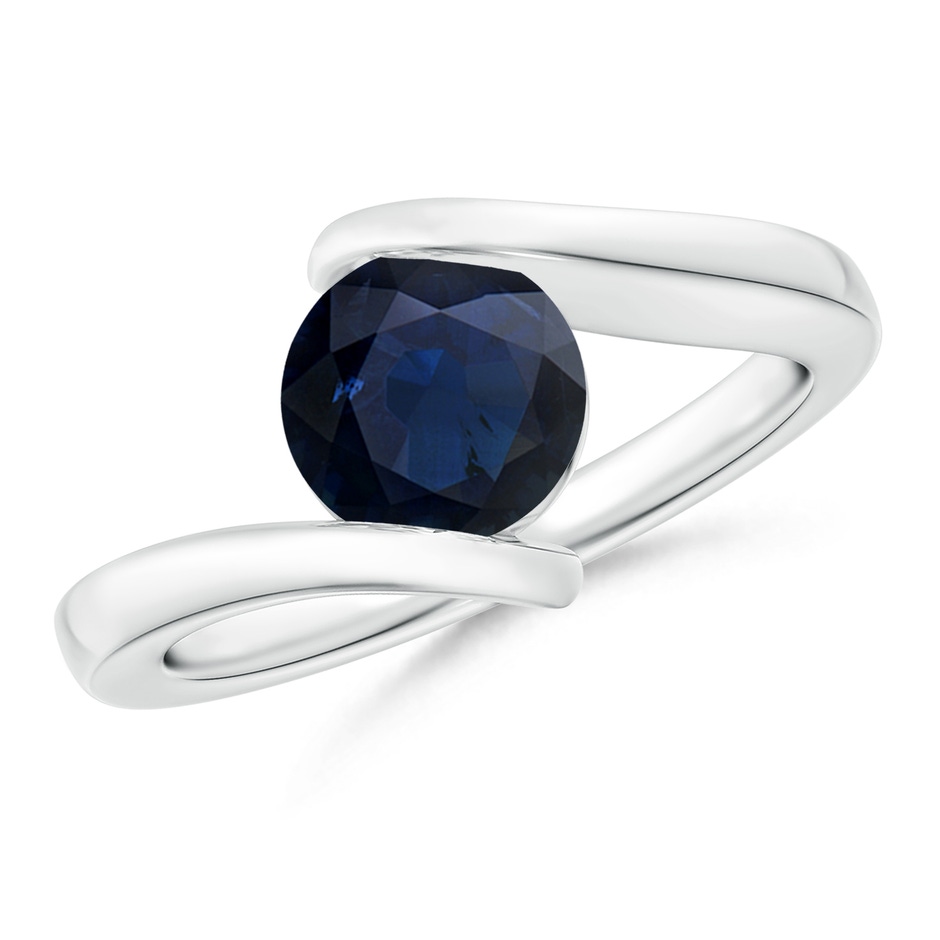 7mm A Bar-Set Solitaire Round Sapphire Bypass Ring in S999 Silver 