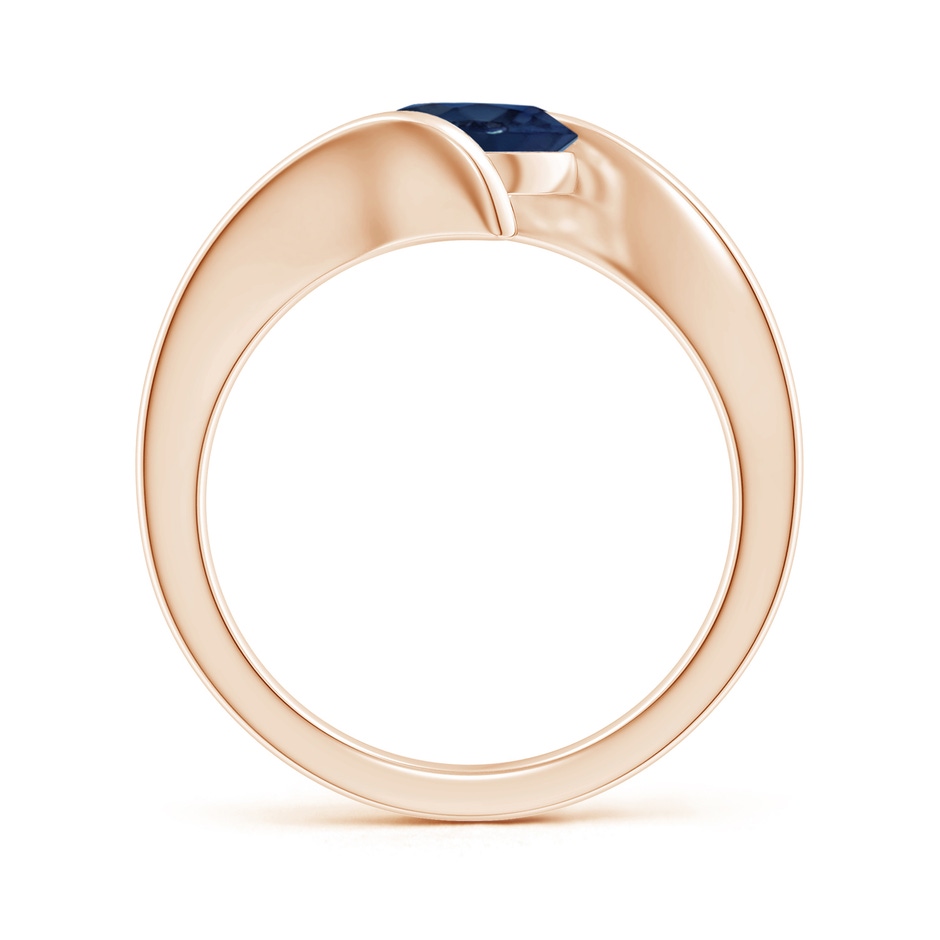 7mm AA Bar-Set Solitaire Round Sapphire Bypass Ring in 18K Rose Gold side 199
