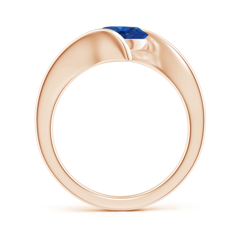 7mm AAA Bar-Set Solitaire Round Sapphire Bypass Ring in 18K Rose Gold side 199