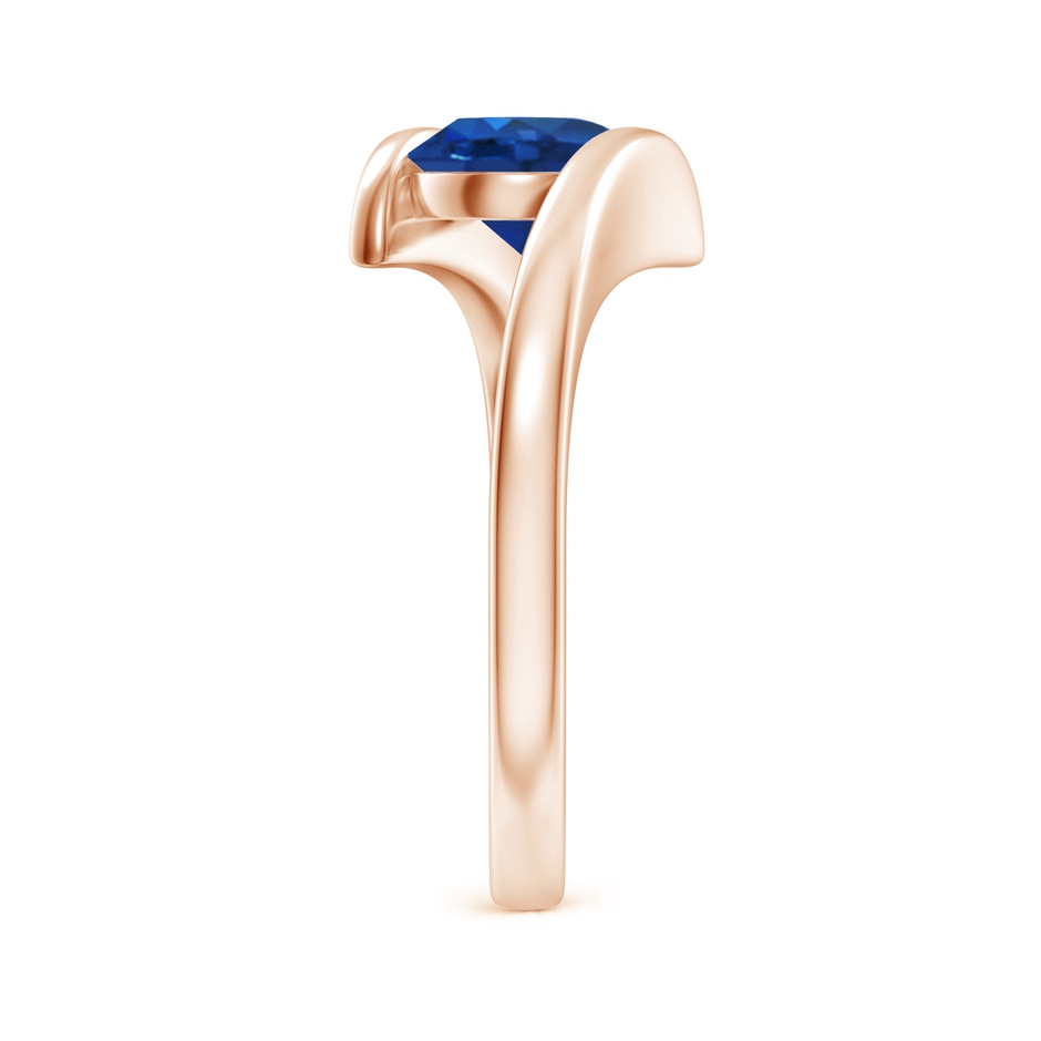 7mm AAA Bar-Set Solitaire Round Sapphire Bypass Ring in 18K Rose Gold side 299