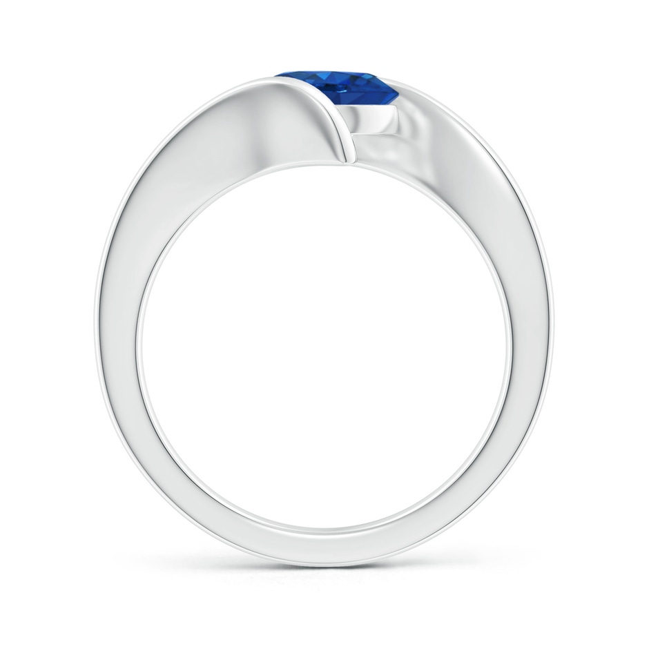 7mm AAA Bar-Set Solitaire Round Sapphire Bypass Ring in White Gold side 199
