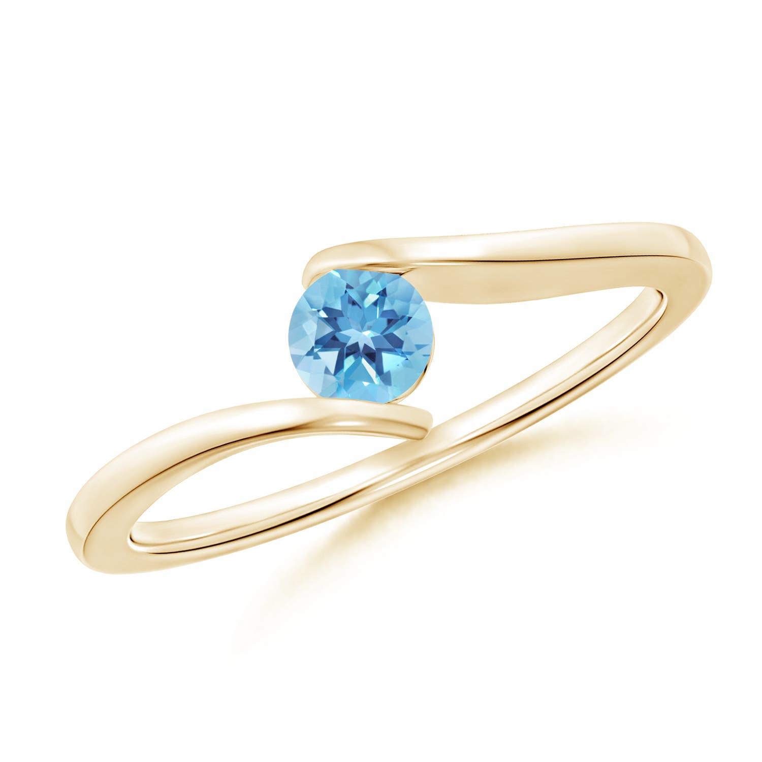 A - Swiss Blue Topaz / 0.32 CT / 14 KT Yellow Gold