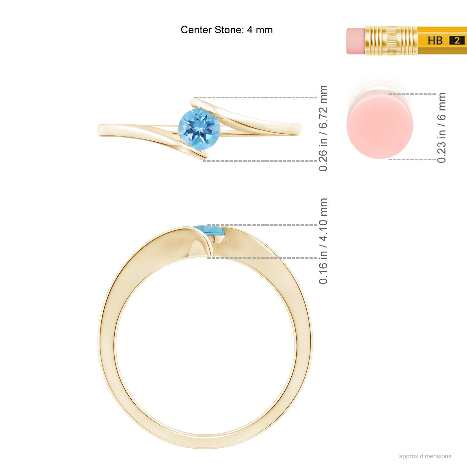 A - Swiss Blue Topaz / 0.32 CT / 14 KT Yellow Gold