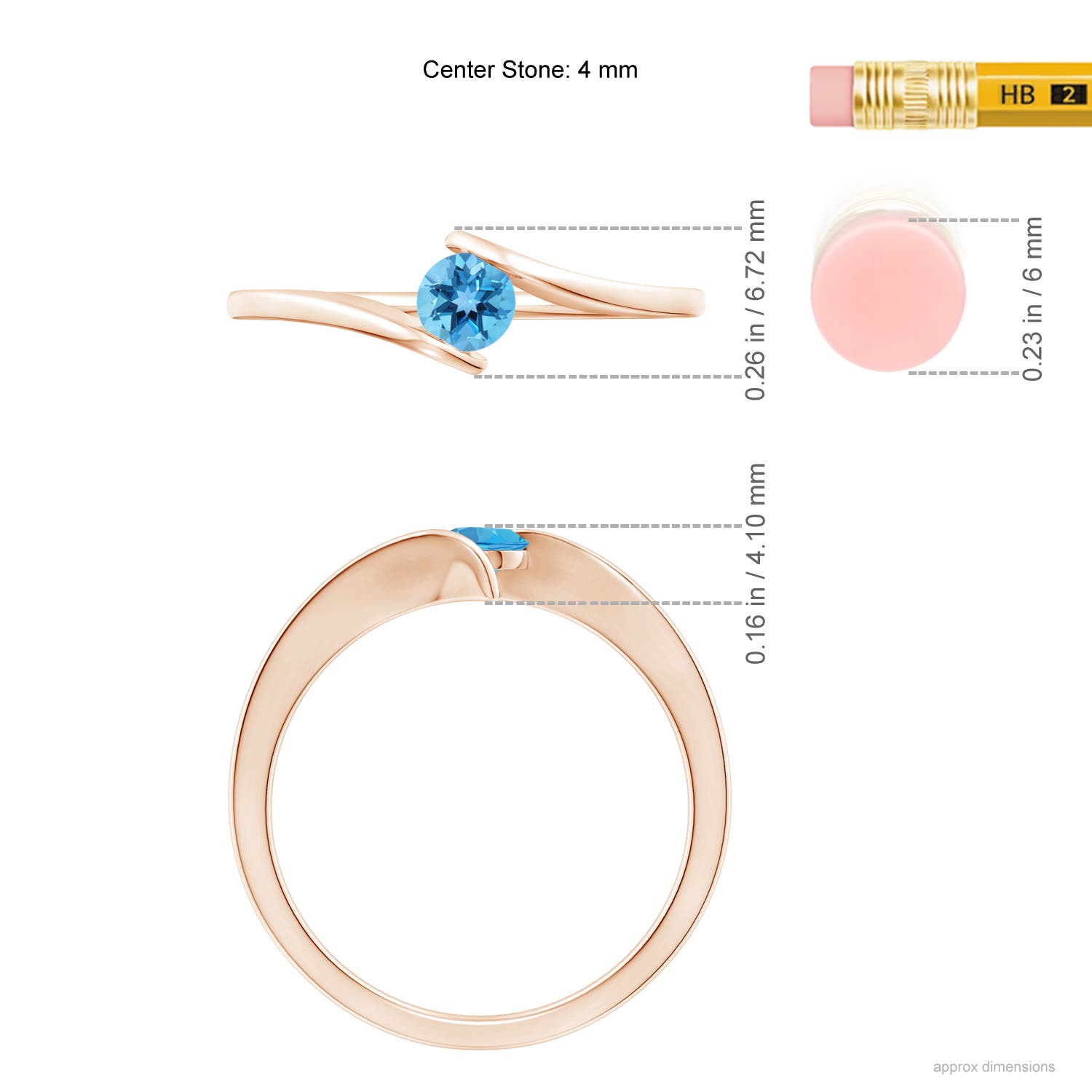 AA - Swiss Blue Topaz / 0.32 CT / 14 KT Rose Gold