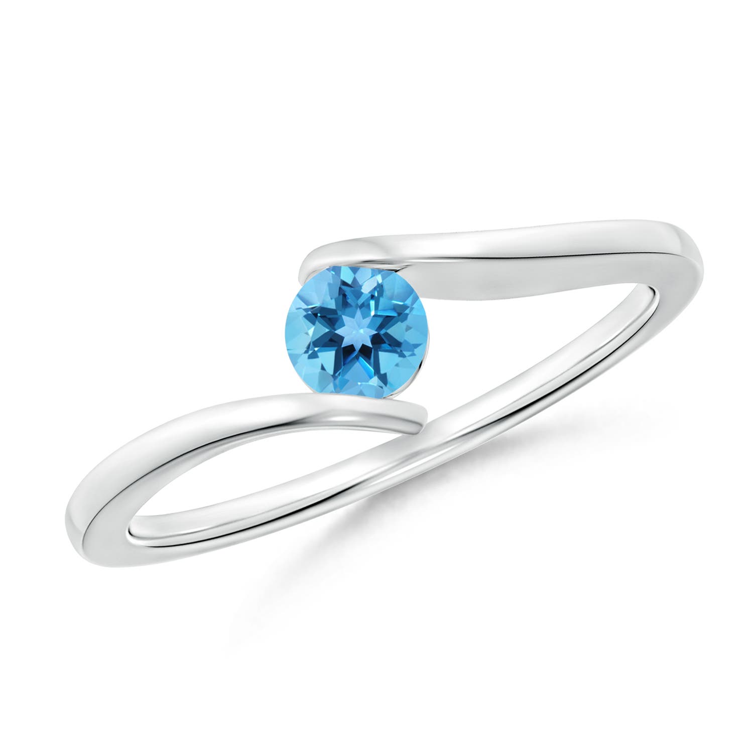 AA - Swiss Blue Topaz / 0.32 CT / 14 KT White Gold