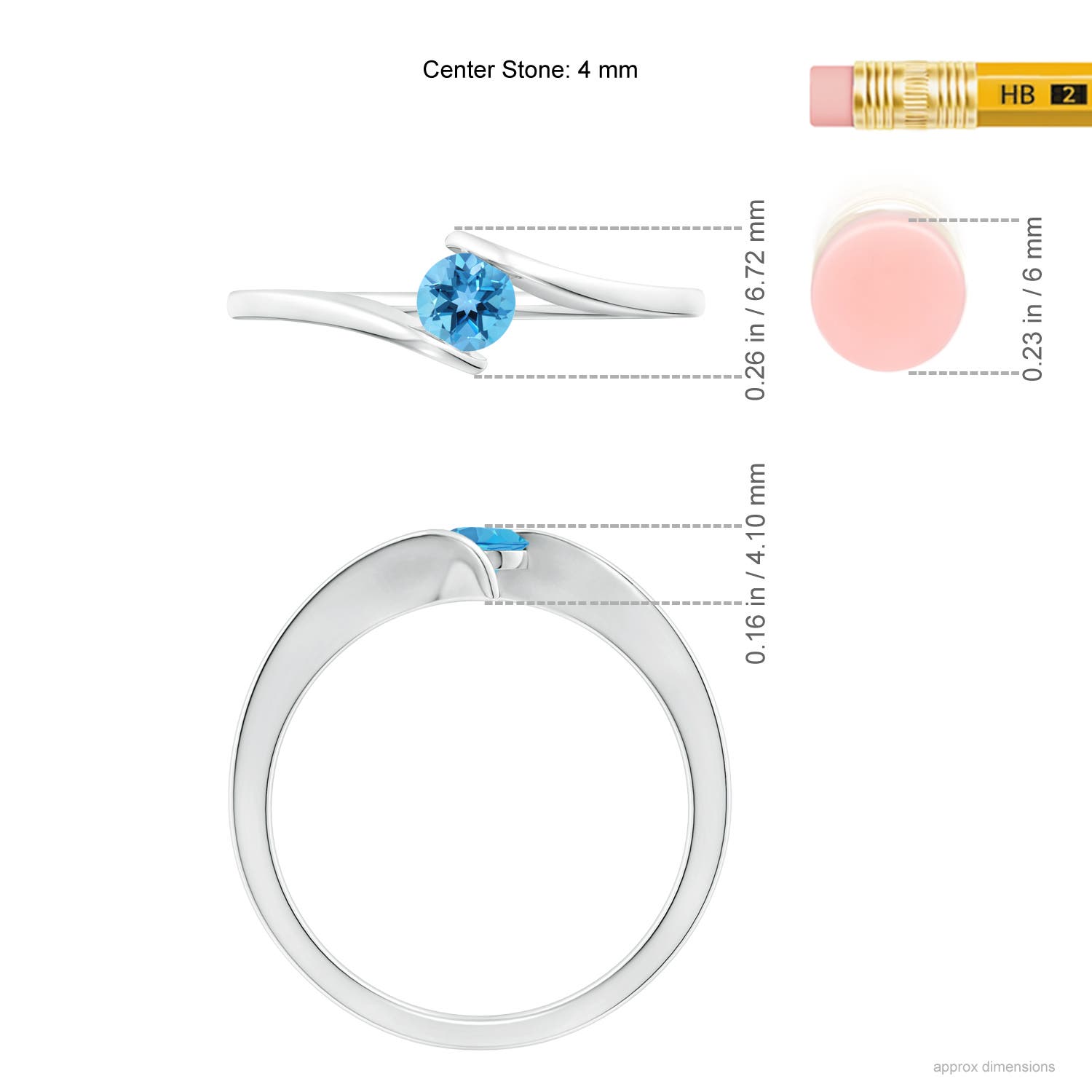 AA - Swiss Blue Topaz / 0.32 CT / 14 KT White Gold