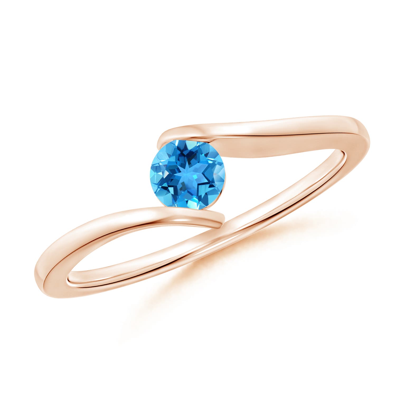 AAA - Swiss Blue Topaz / 0.32 CT / 14 KT Rose Gold