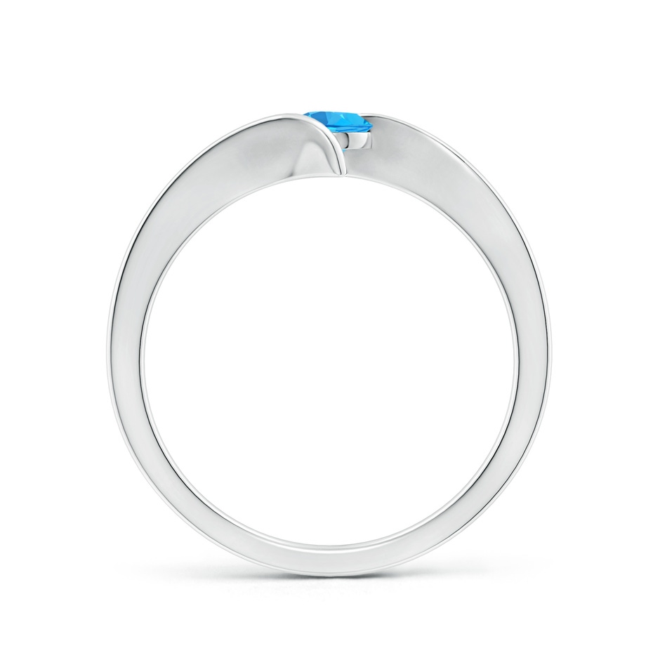 4mm AAA Bar-Set Solitaire Round Swiss Blue Topaz Bypass Ring in S999 Silver side-1
