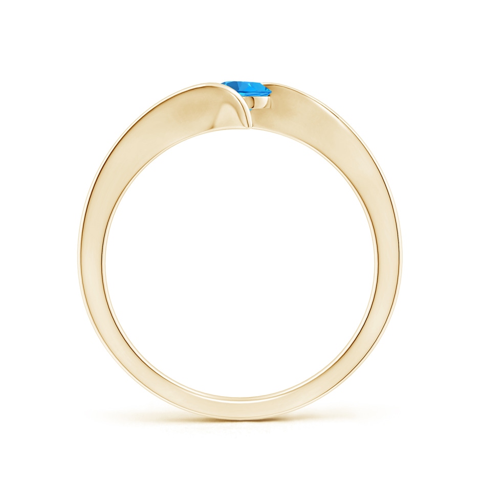 4mm AAAA Bar-Set Solitaire Round Swiss Blue Topaz Bypass Ring in Yellow Gold side-1