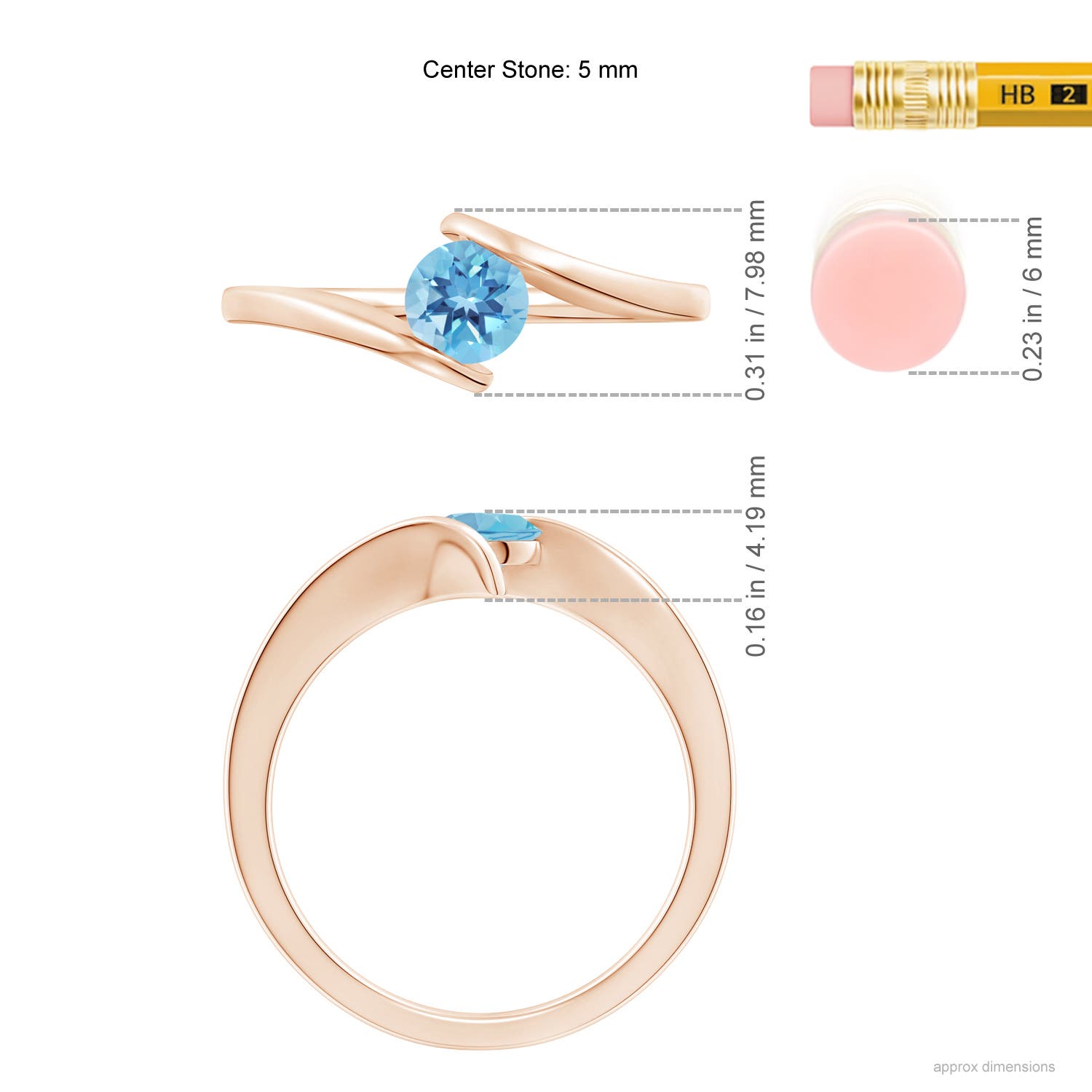 A - Swiss Blue Topaz / 0.6 CT / 14 KT Rose Gold