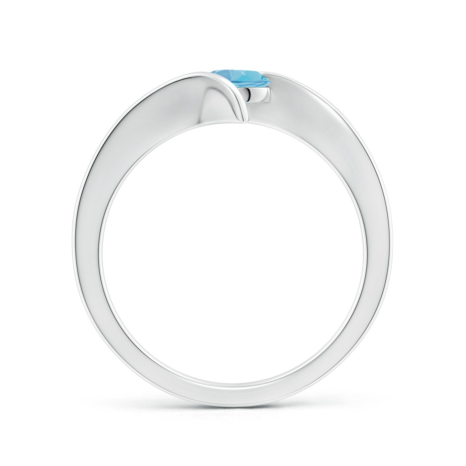5mm A Bar-Set Solitaire Round Swiss Blue Topaz Bypass Ring in S999 Silver side-1