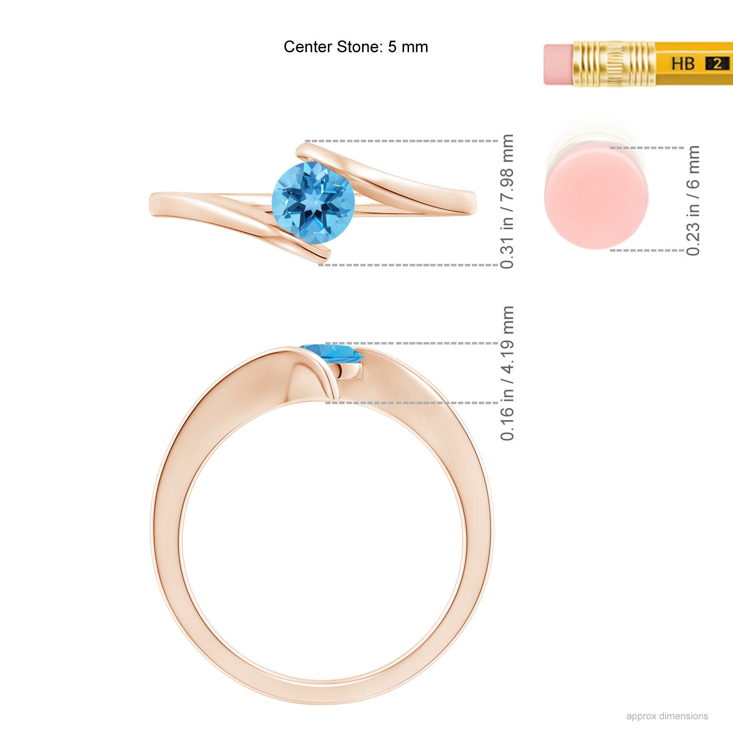 AA - Swiss Blue Topaz / 0.6 CT / 14 KT Rose Gold