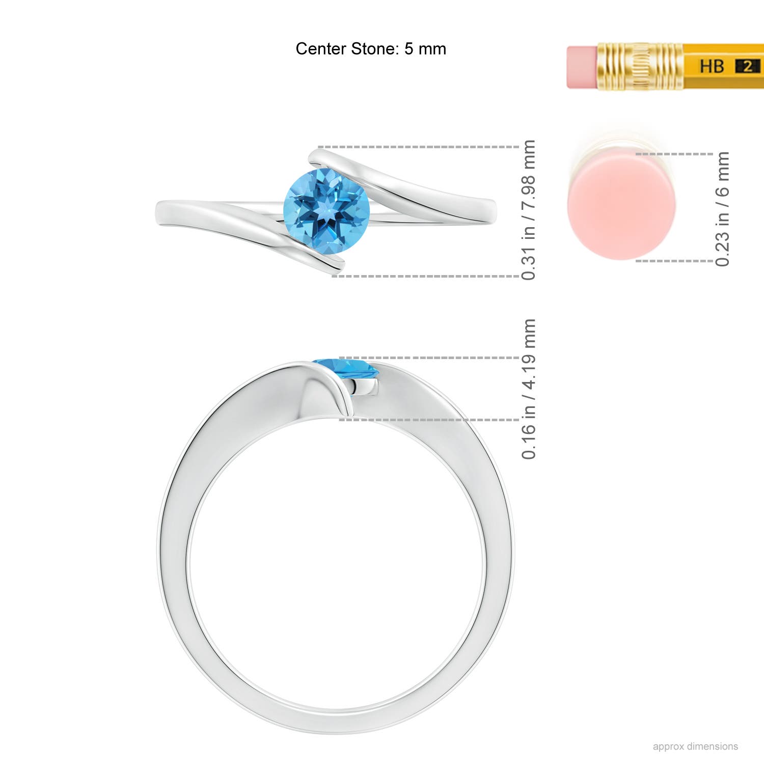 AA - Swiss Blue Topaz / 0.6 CT / 14 KT White Gold