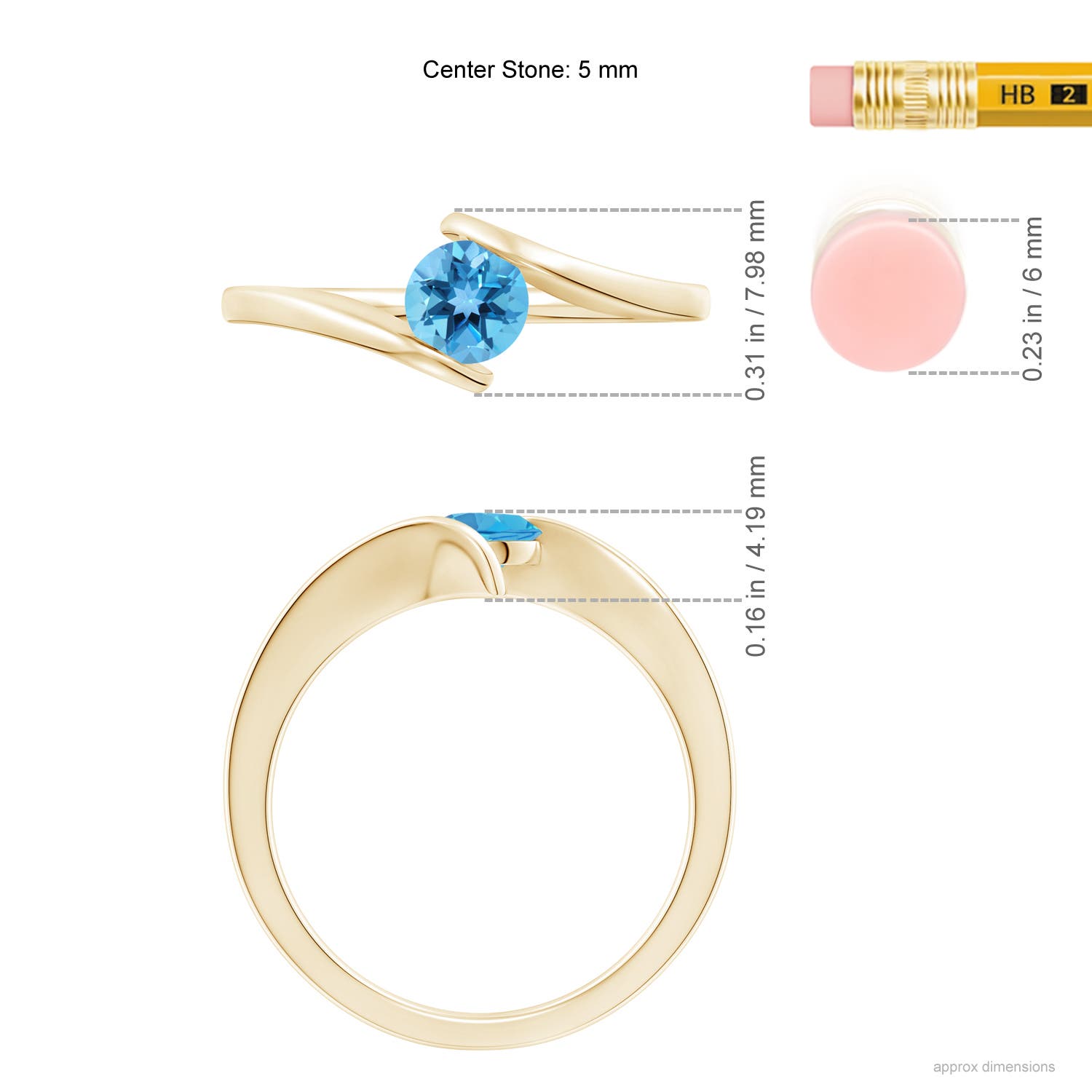 AA - Swiss Blue Topaz / 0.6 CT / 14 KT Yellow Gold