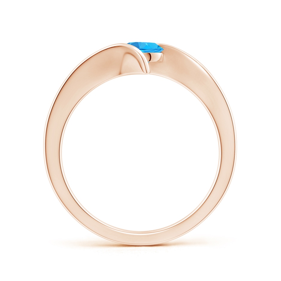 5mm AAA Bar-Set Solitaire Round Swiss Blue Topaz Bypass Ring in Rose Gold side-1