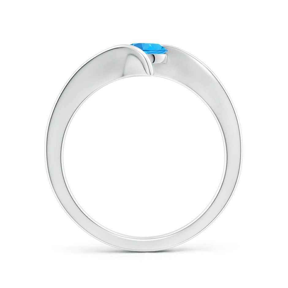 5mm AAA Bar-Set Solitaire Round Swiss Blue Topaz Bypass Ring in White Gold side-1
