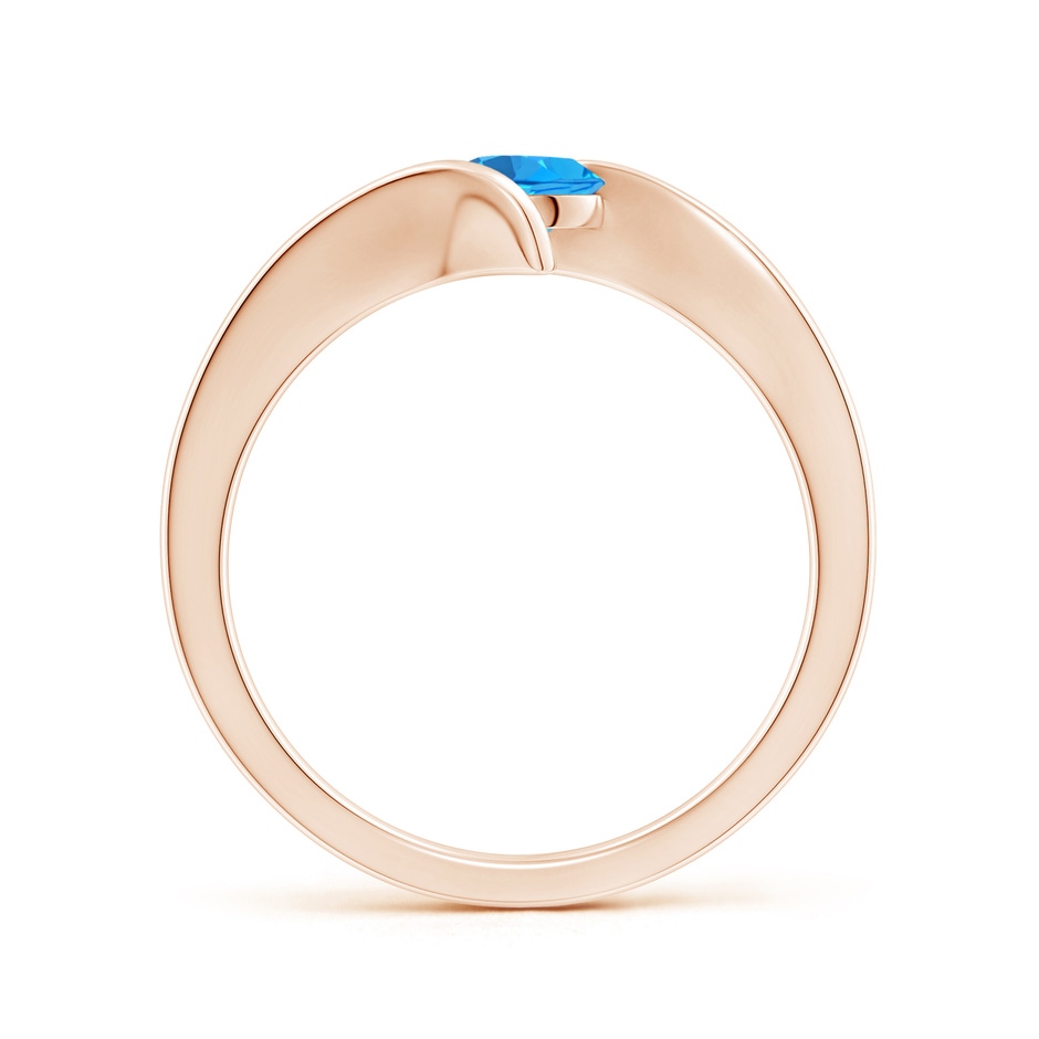 5mm AAAA Bar-Set Solitaire Round Swiss Blue Topaz Bypass Ring in Rose Gold side-1