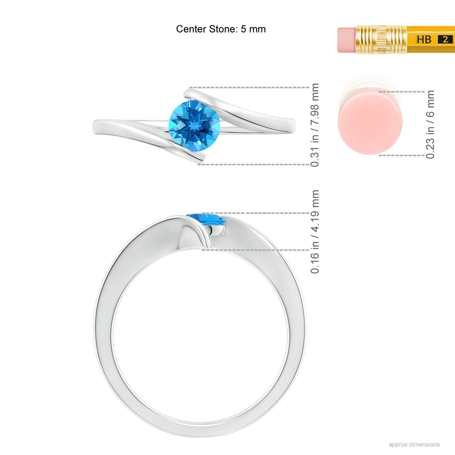 AAAA - Swiss Blue Topaz / 0.6 CT / 14 KT White Gold