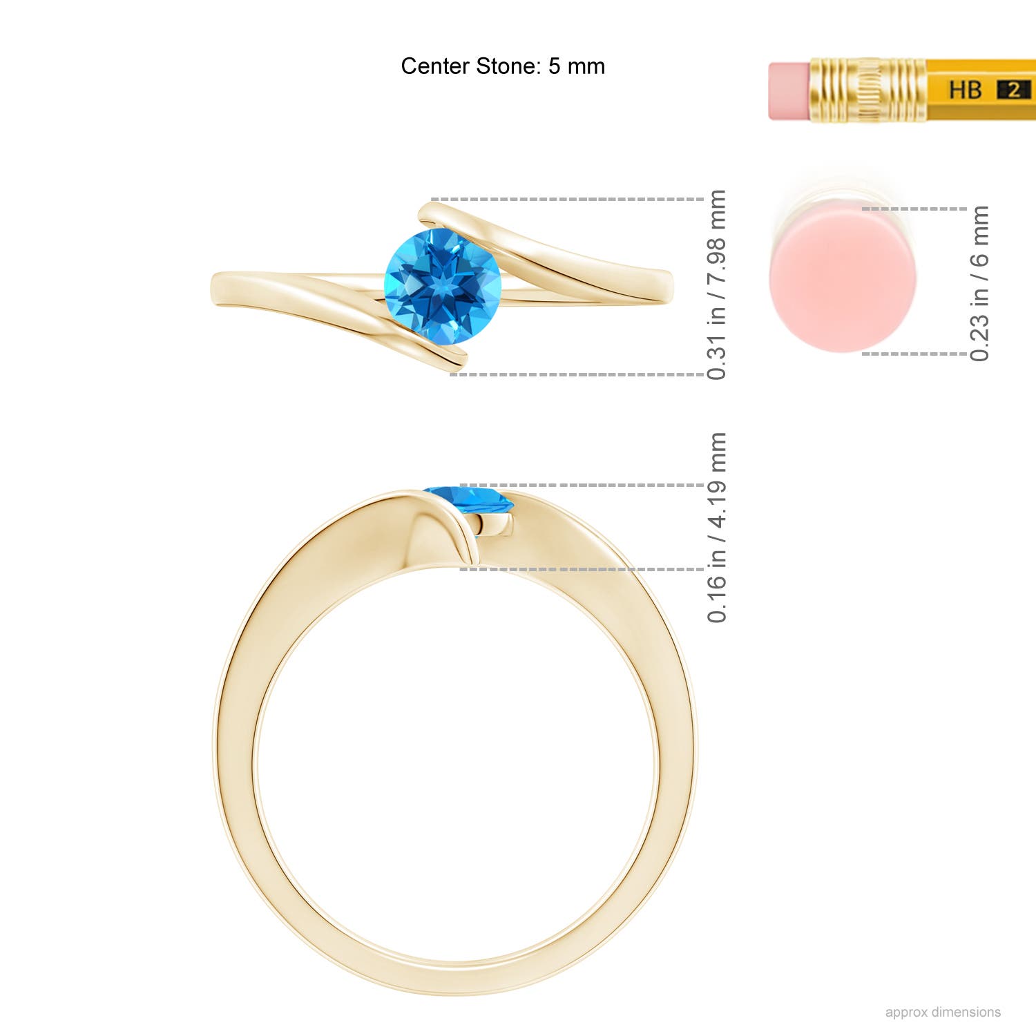 AAAA - Swiss Blue Topaz / 0.6 CT / 14 KT Yellow Gold