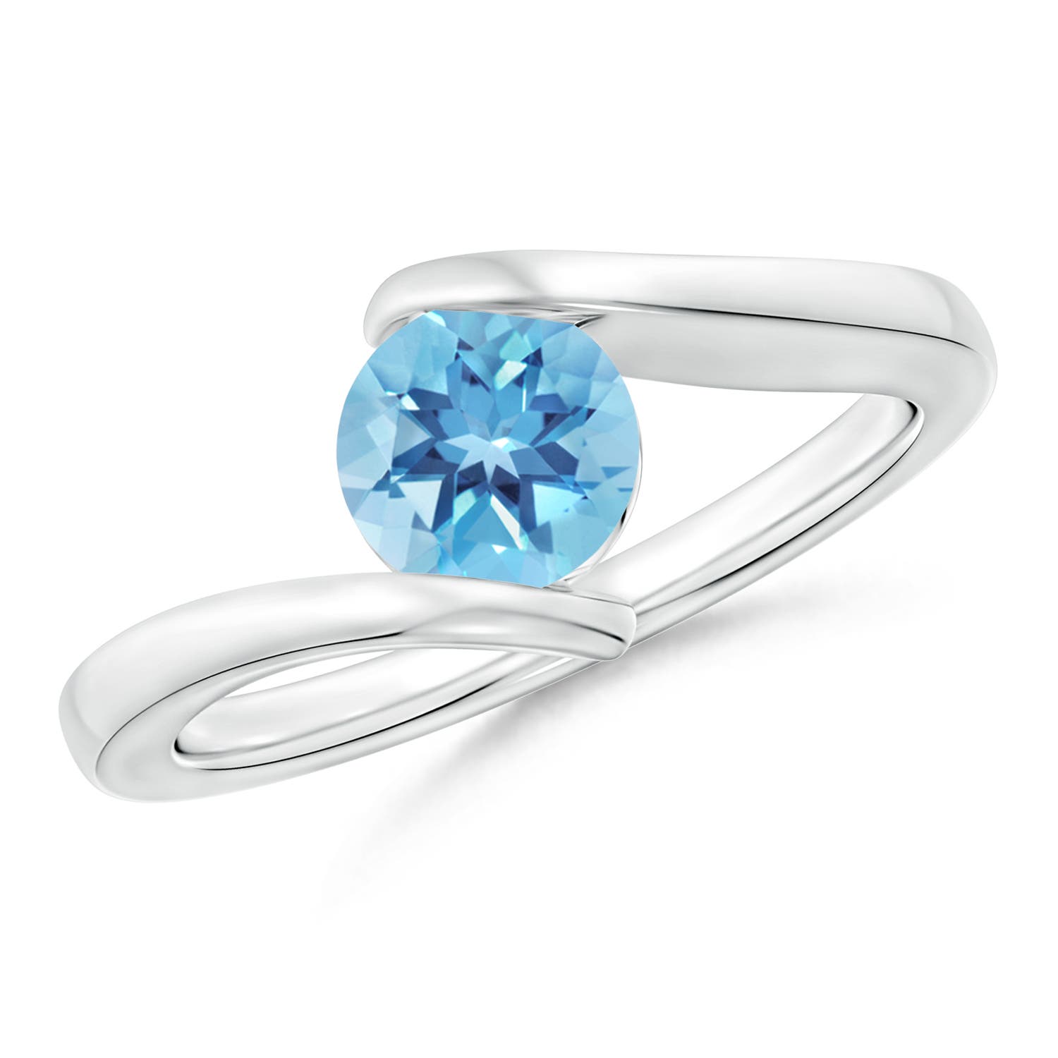 A - Swiss Blue Topaz / 0.95 CT / 14 KT White Gold