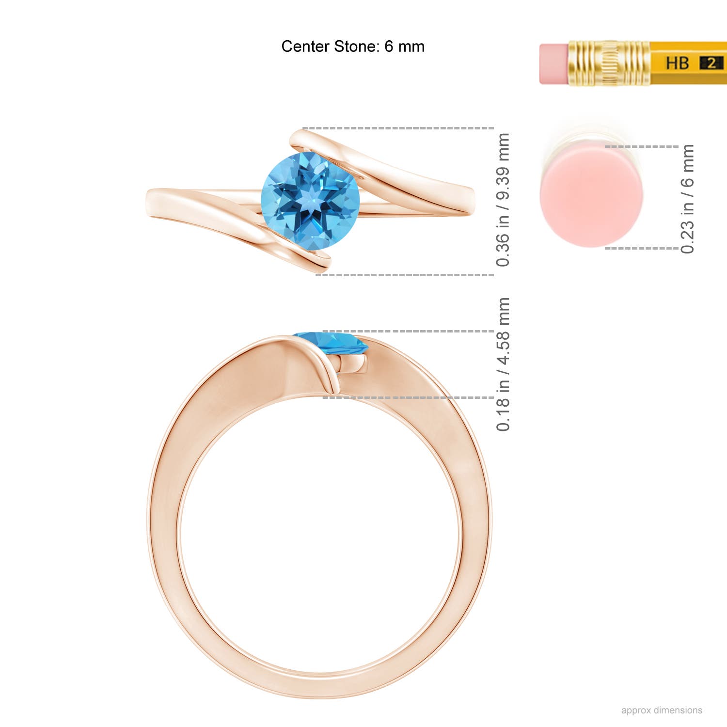 AA - Swiss Blue Topaz / 0.95 CT / 14 KT Rose Gold