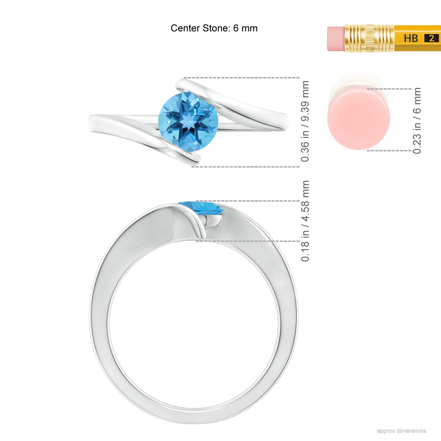 AA - Swiss Blue Topaz / 0.95 CT / 14 KT White Gold