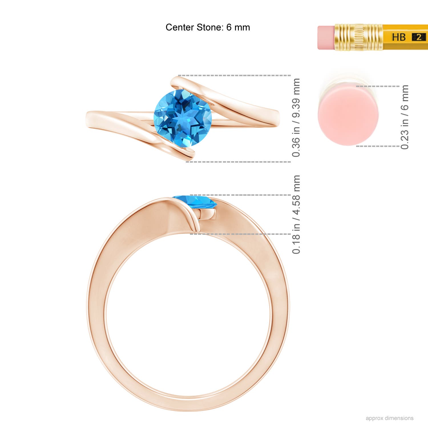 AAA - Swiss Blue Topaz / 0.95 CT / 14 KT Rose Gold