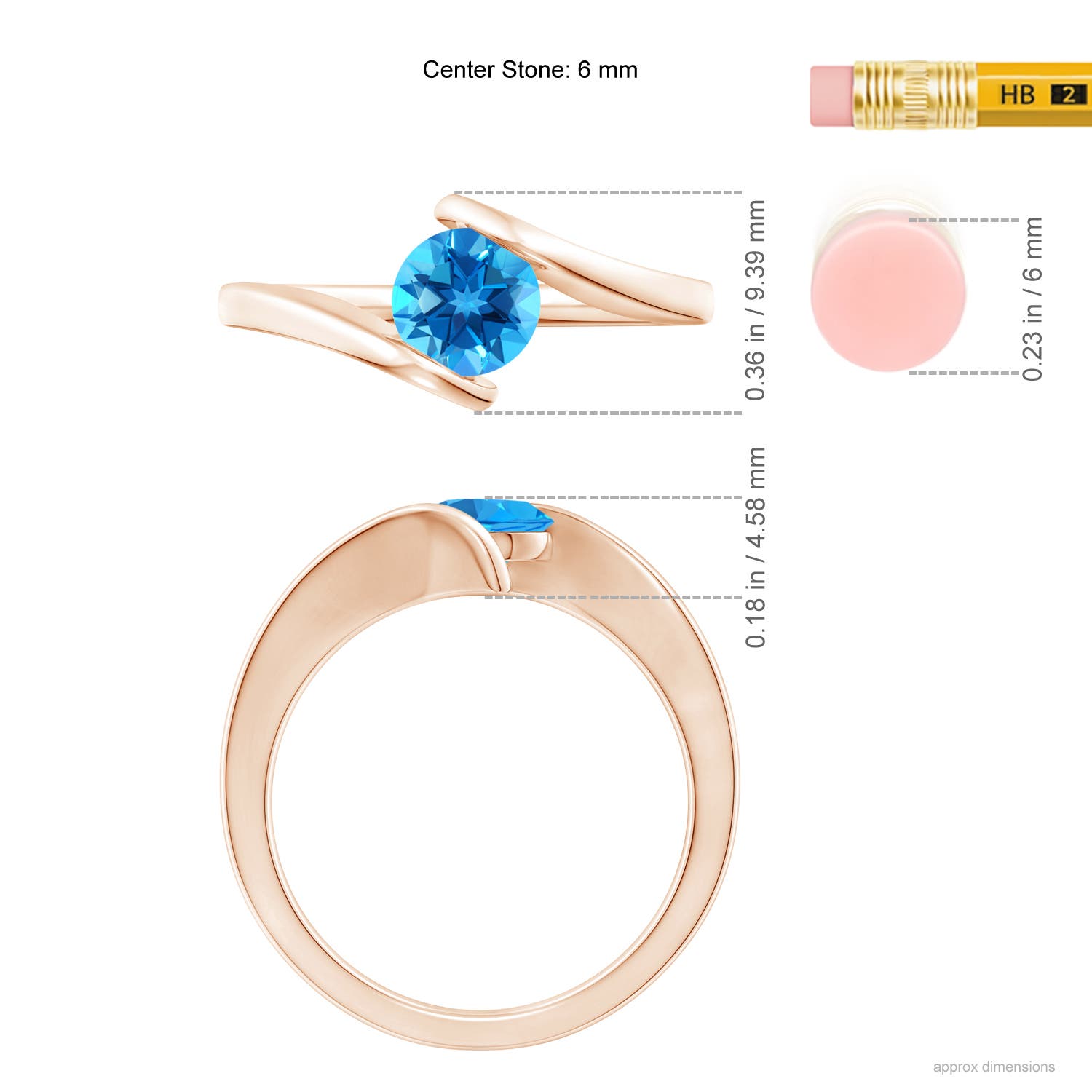 AAAA - Swiss Blue Topaz / 0.95 CT / 14 KT Rose Gold