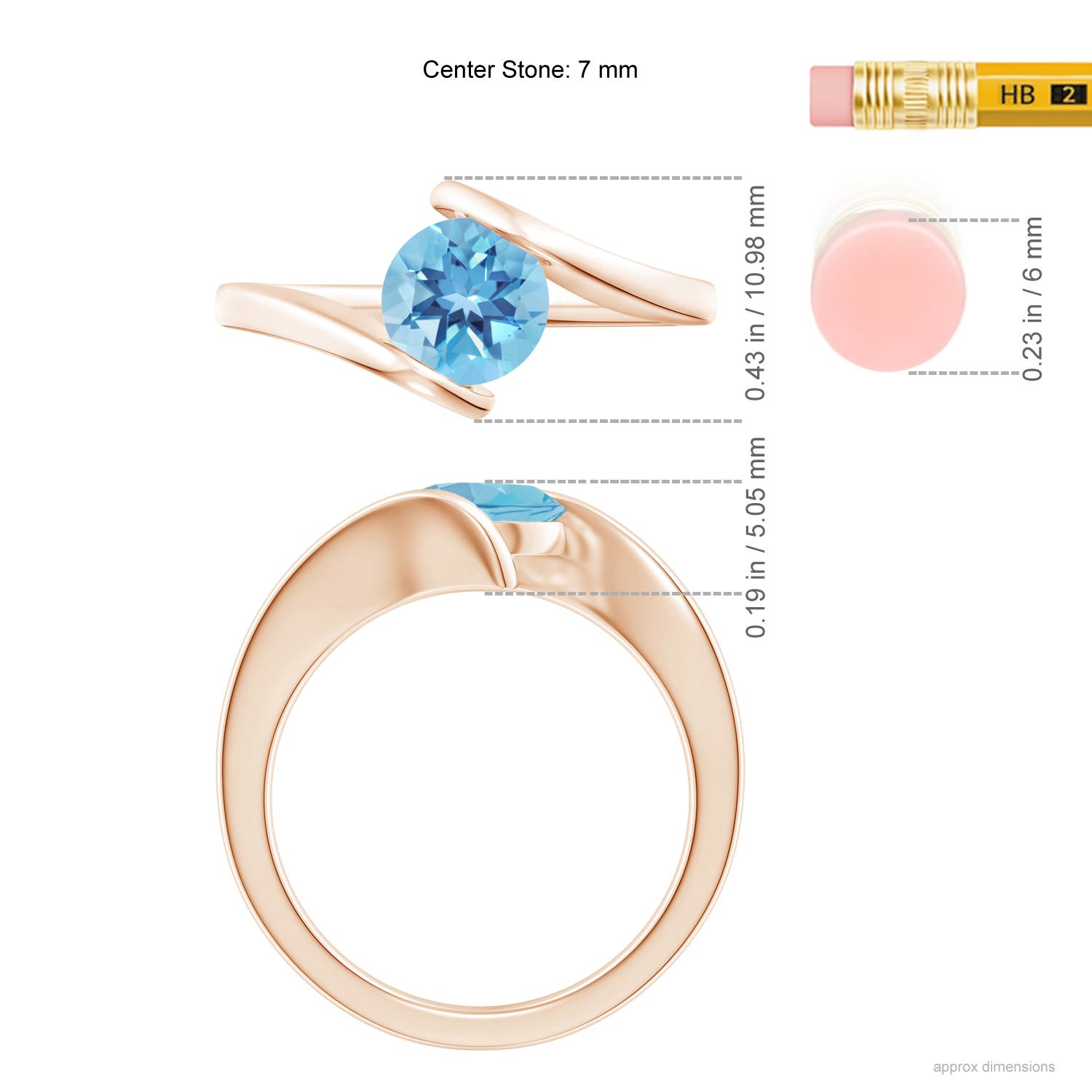 A - Swiss Blue Topaz / 1.55 CT / 14 KT Rose Gold