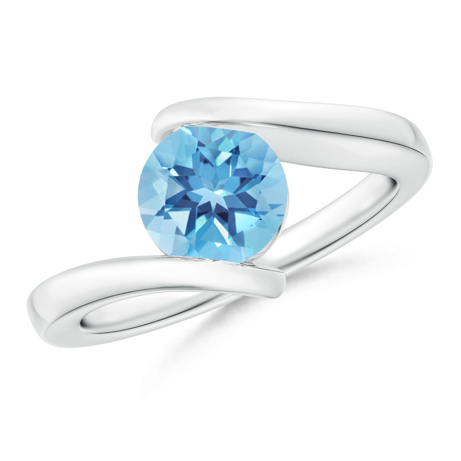 A - Swiss Blue Topaz / 1.55 CT / 14 KT White Gold