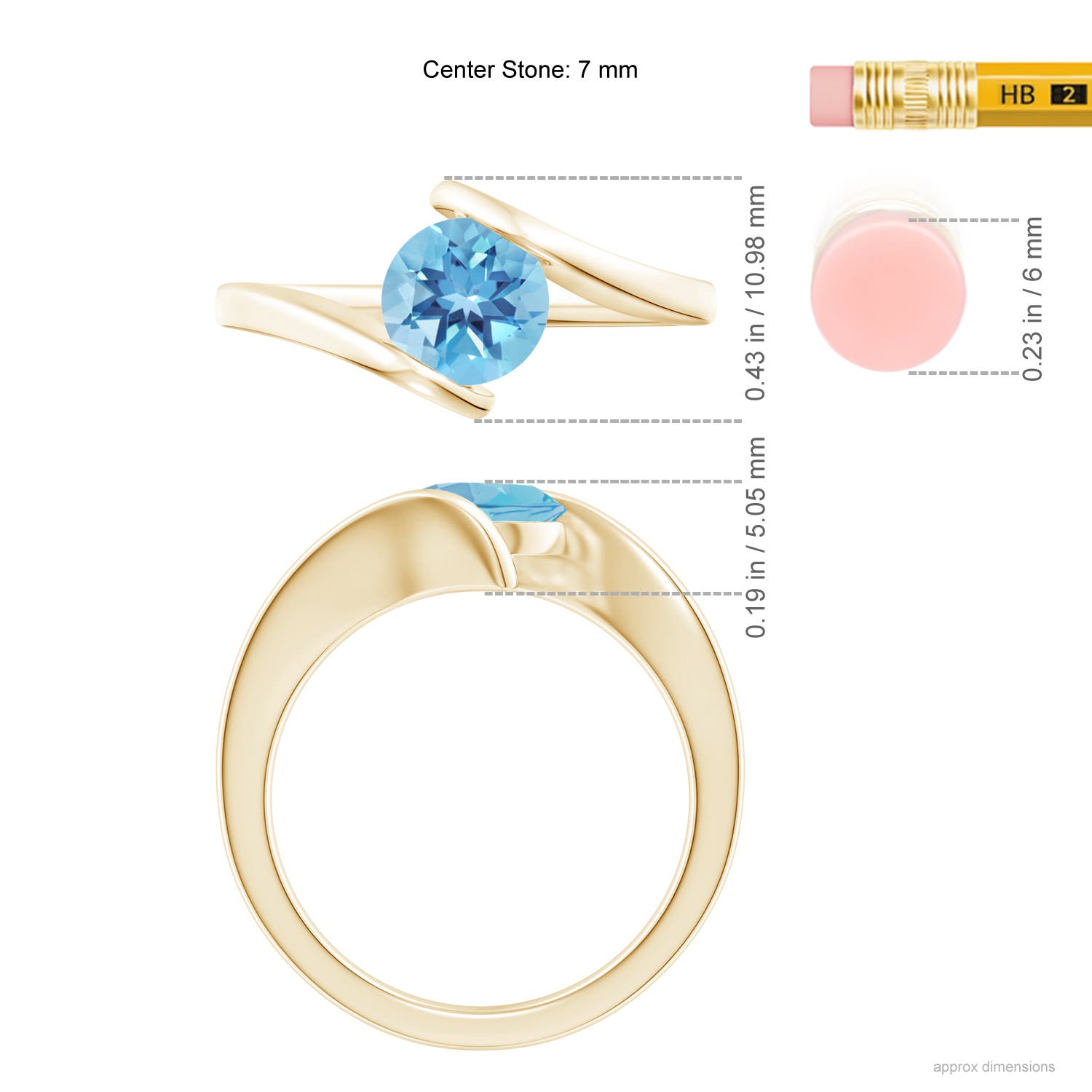 A - Swiss Blue Topaz / 1.55 CT / 14 KT Yellow Gold