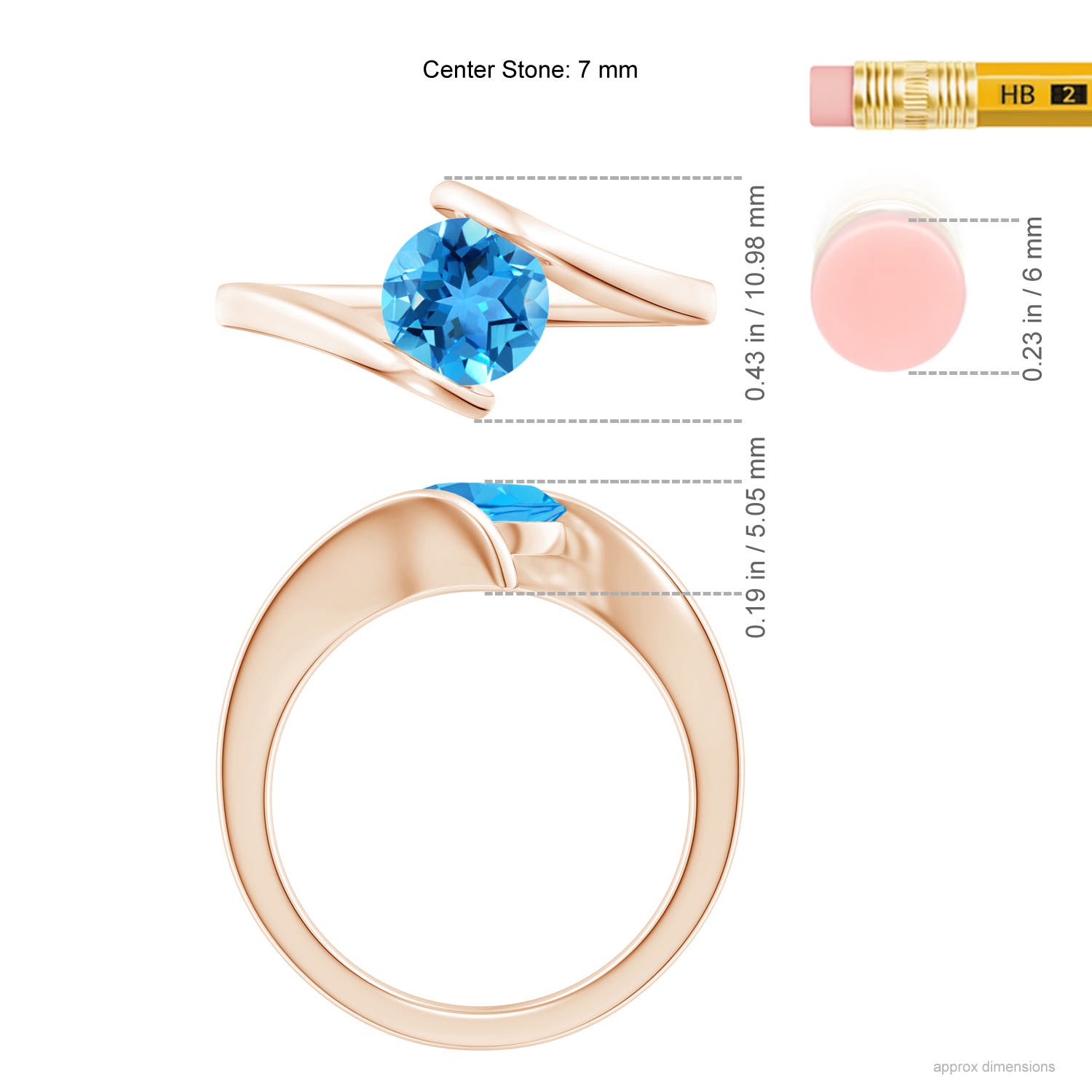 AAA - Swiss Blue Topaz / 1.55 CT / 14 KT Rose Gold