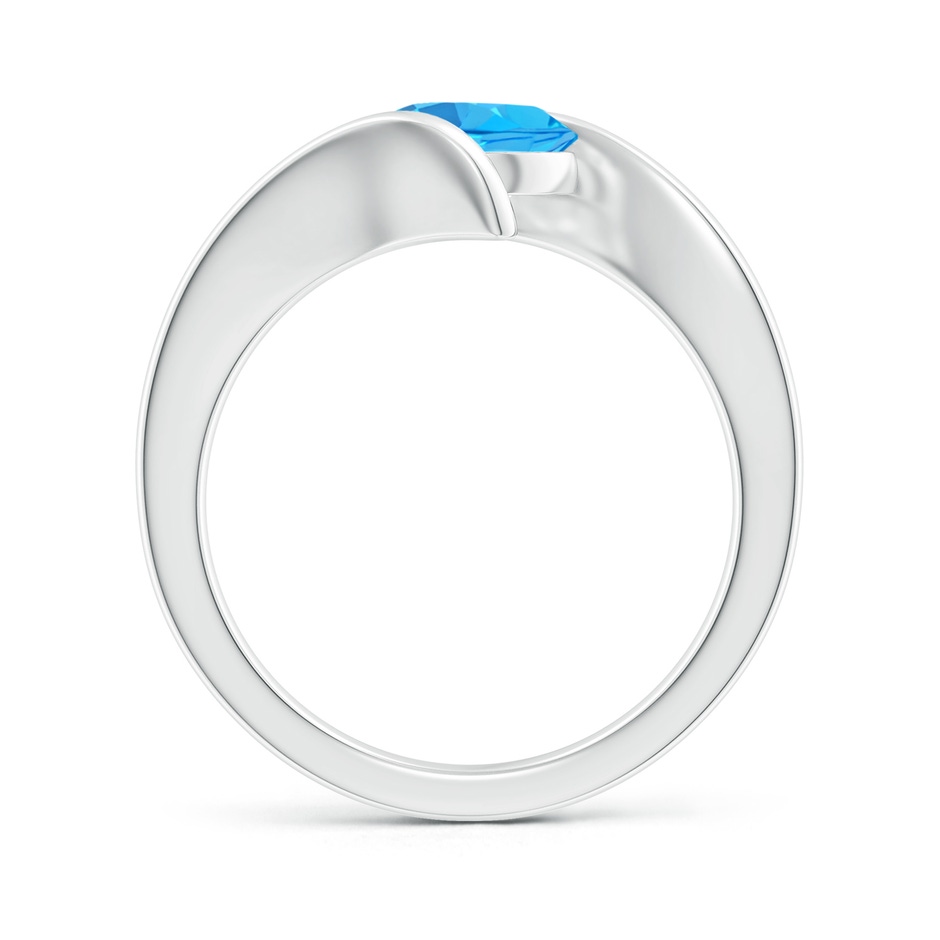 7mm AAA Bar-Set Solitaire Round Swiss Blue Topaz Bypass Ring in White Gold side-1
