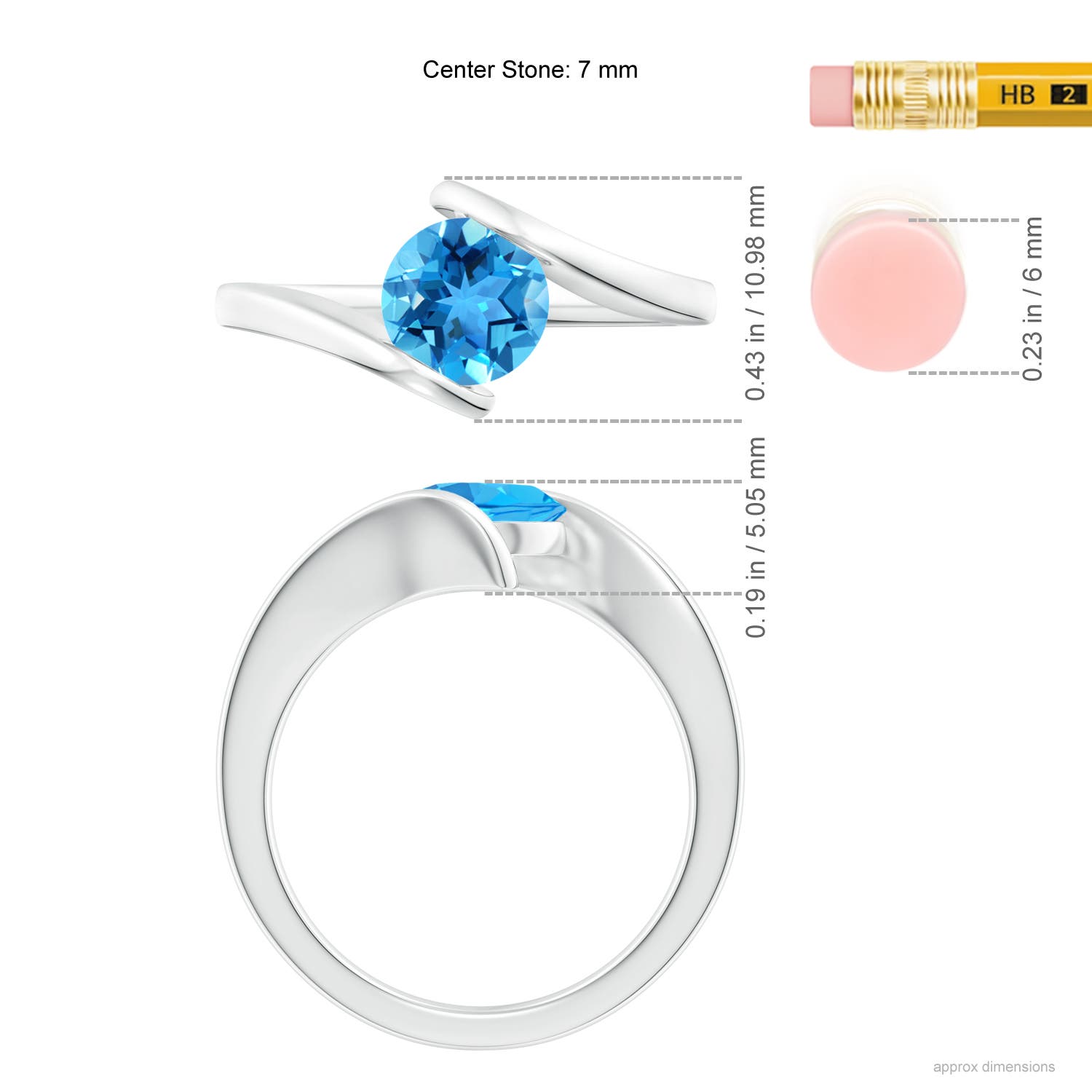 AAA - Swiss Blue Topaz / 1.55 CT / 14 KT White Gold