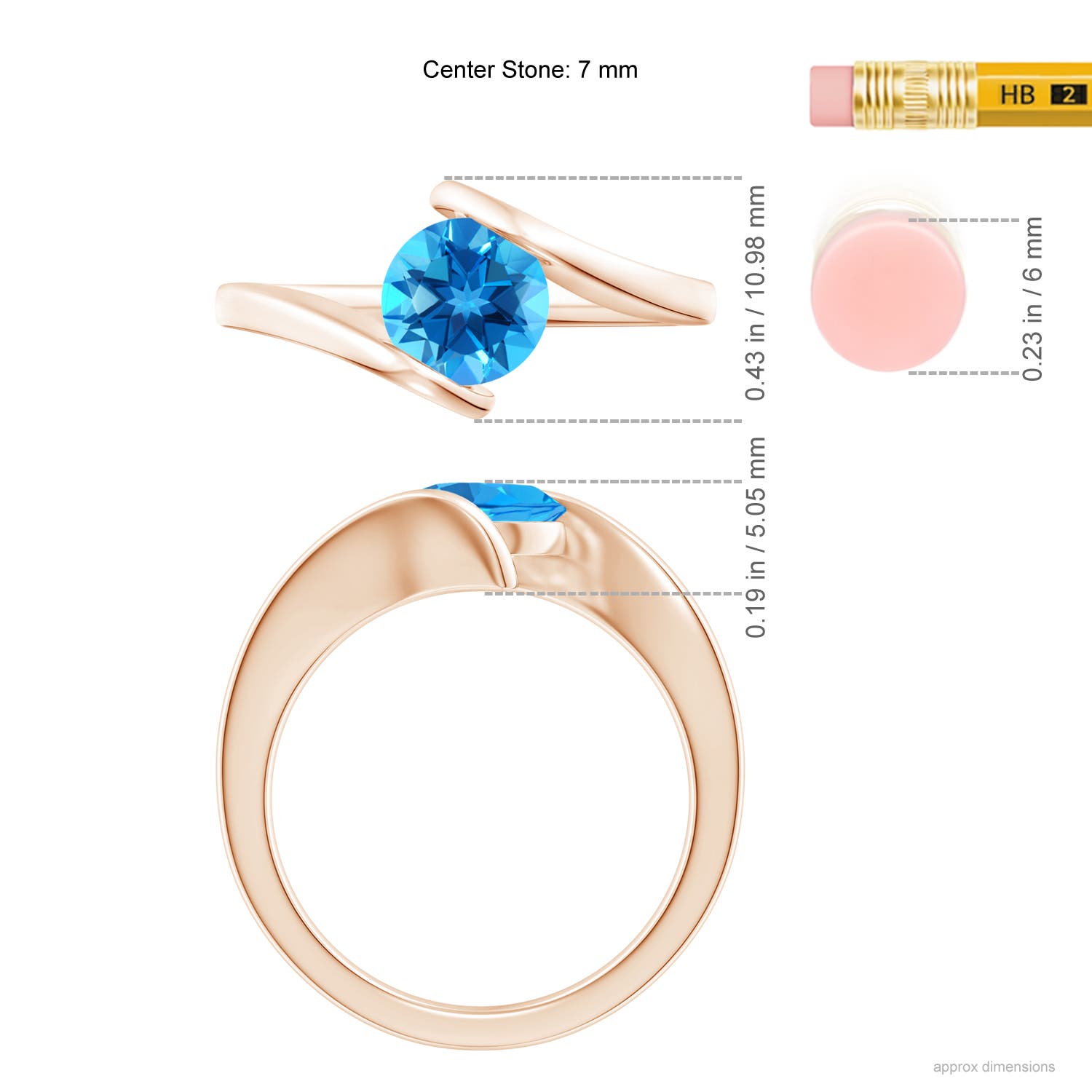 AAAA - Swiss Blue Topaz / 1.55 CT / 14 KT Rose Gold