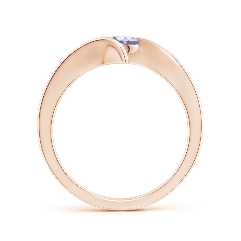 5mm A Bar-Set Solitaire Round Tanzanite Bypass Ring in Rose Gold side-1