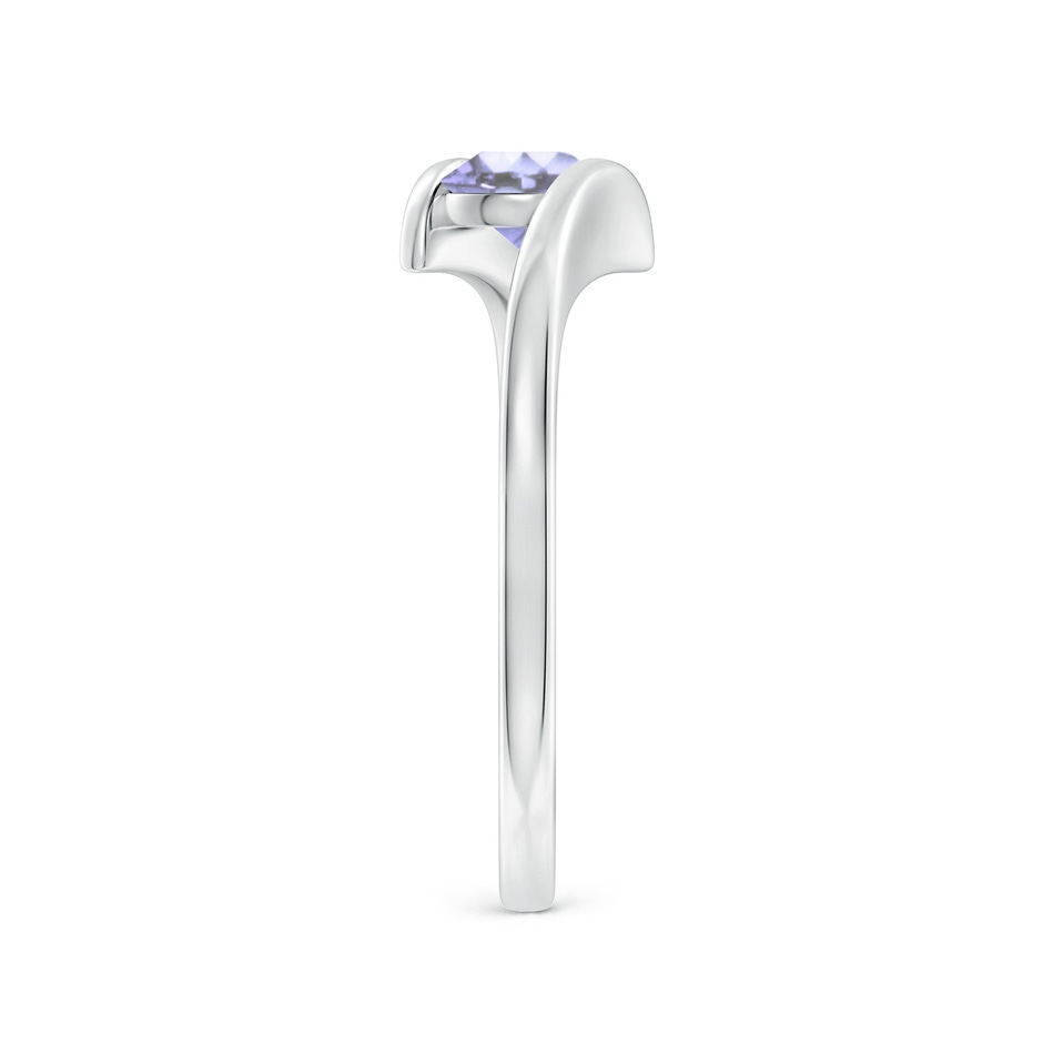 5mm A Bar-Set Solitaire Round Tanzanite Bypass Ring in S999 Silver side-2