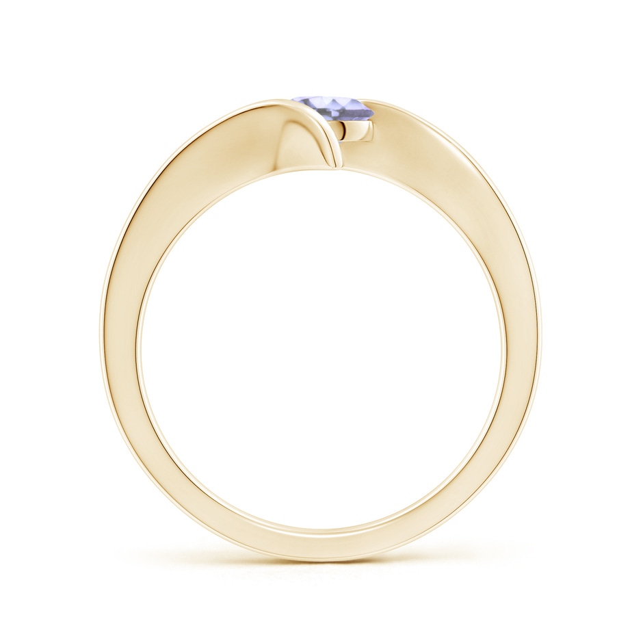 5mm A Bar-Set Solitaire Round Tanzanite Bypass Ring in Yellow Gold side-1
