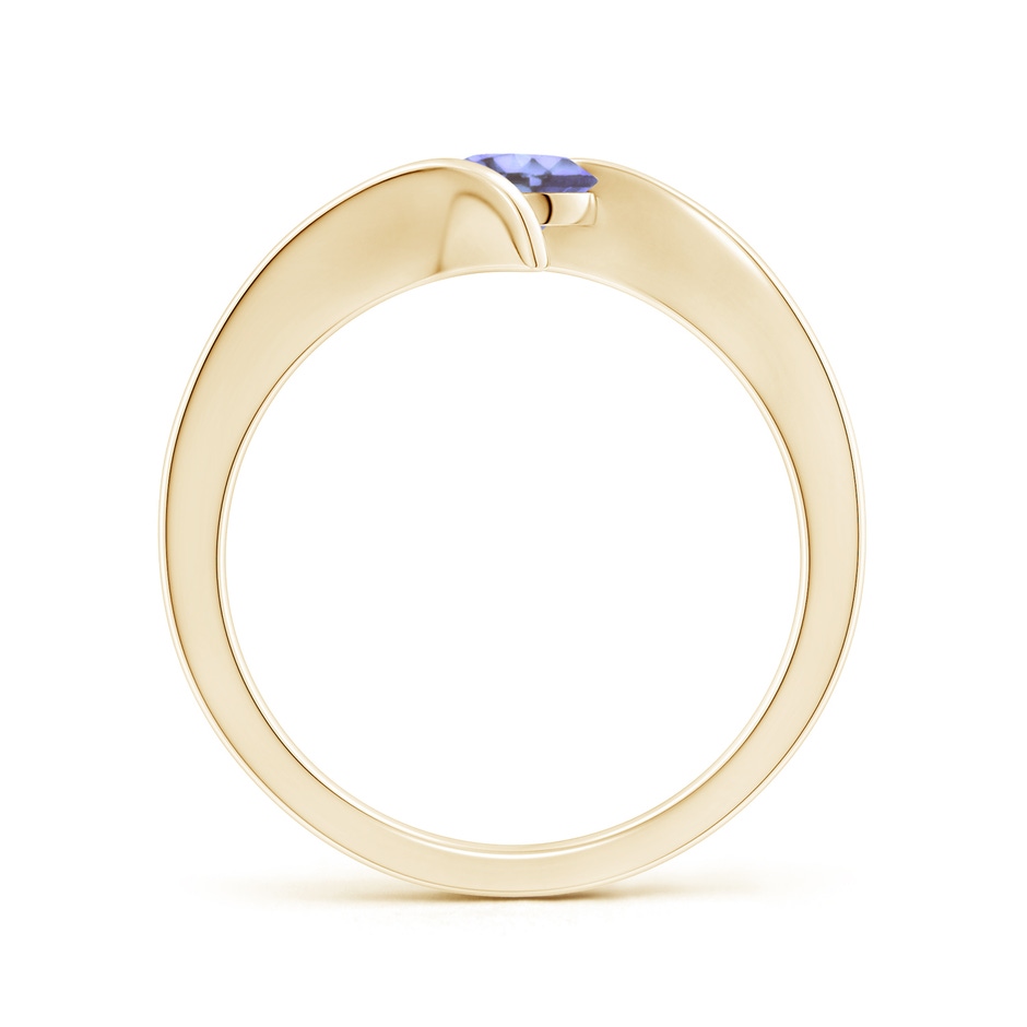 5mm AA Bar-Set Solitaire Round Tanzanite Bypass Ring in Yellow Gold side-1