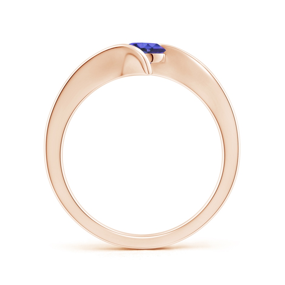 5mm AAA Bar-Set Solitaire Round Tanzanite Bypass Ring in Rose Gold side-1