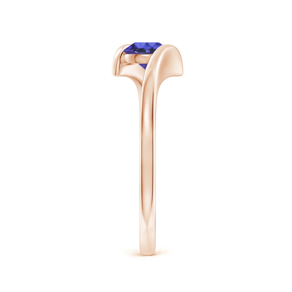 5mm AAA Bar-Set Solitaire Round Tanzanite Bypass Ring in Rose Gold side-2