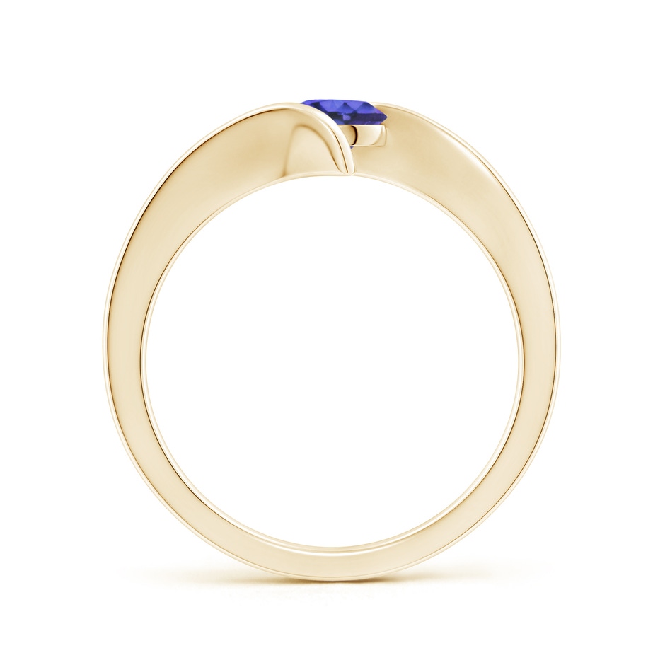 5mm AAA Bar-Set Solitaire Round Tanzanite Bypass Ring in Yellow Gold side-1