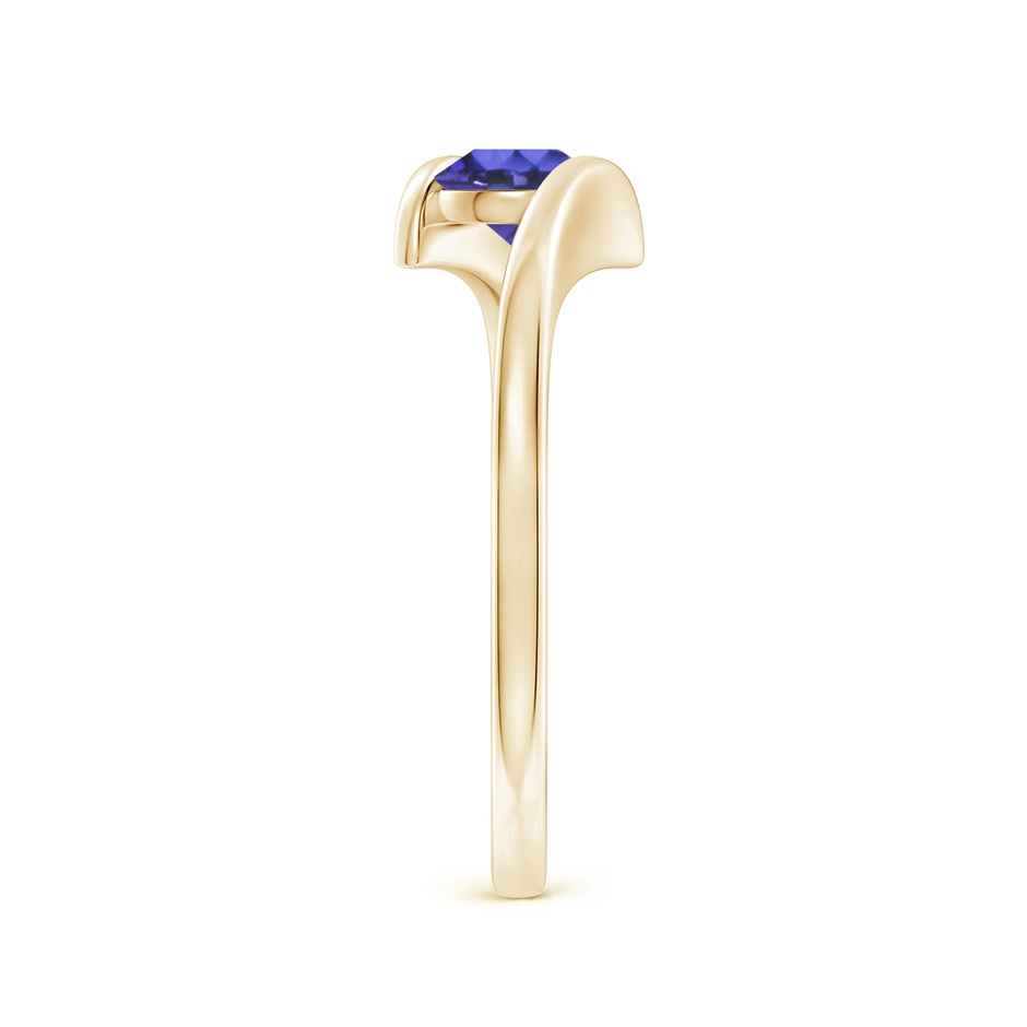 5mm AAA Bar-Set Solitaire Round Tanzanite Bypass Ring in Yellow Gold side-2
