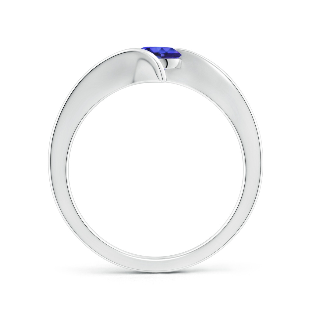 5mm AAAA Bar-Set Solitaire Round Tanzanite Bypass Ring in White Gold Side-1